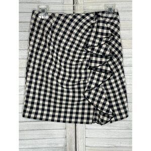 H&M Black & White Gingham Checkered Ruffled Mini Skirt Size 4